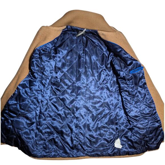 J. Crew Camel Tan Italian Stadium Cloth Wool Blend Full Zip Lodge Coat Sz 2 - Picture 5 of 7